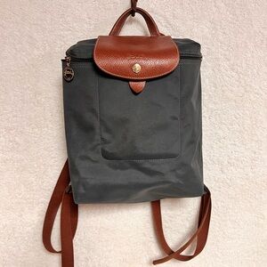 Longchamp gray and Brown Backpack